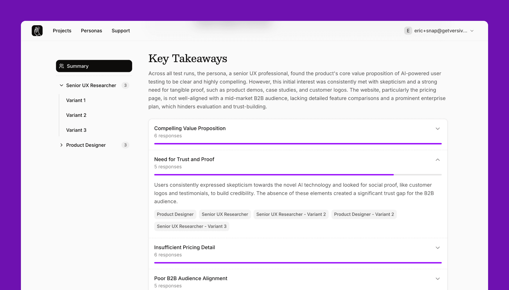 Test with multiple personas at once in Snap