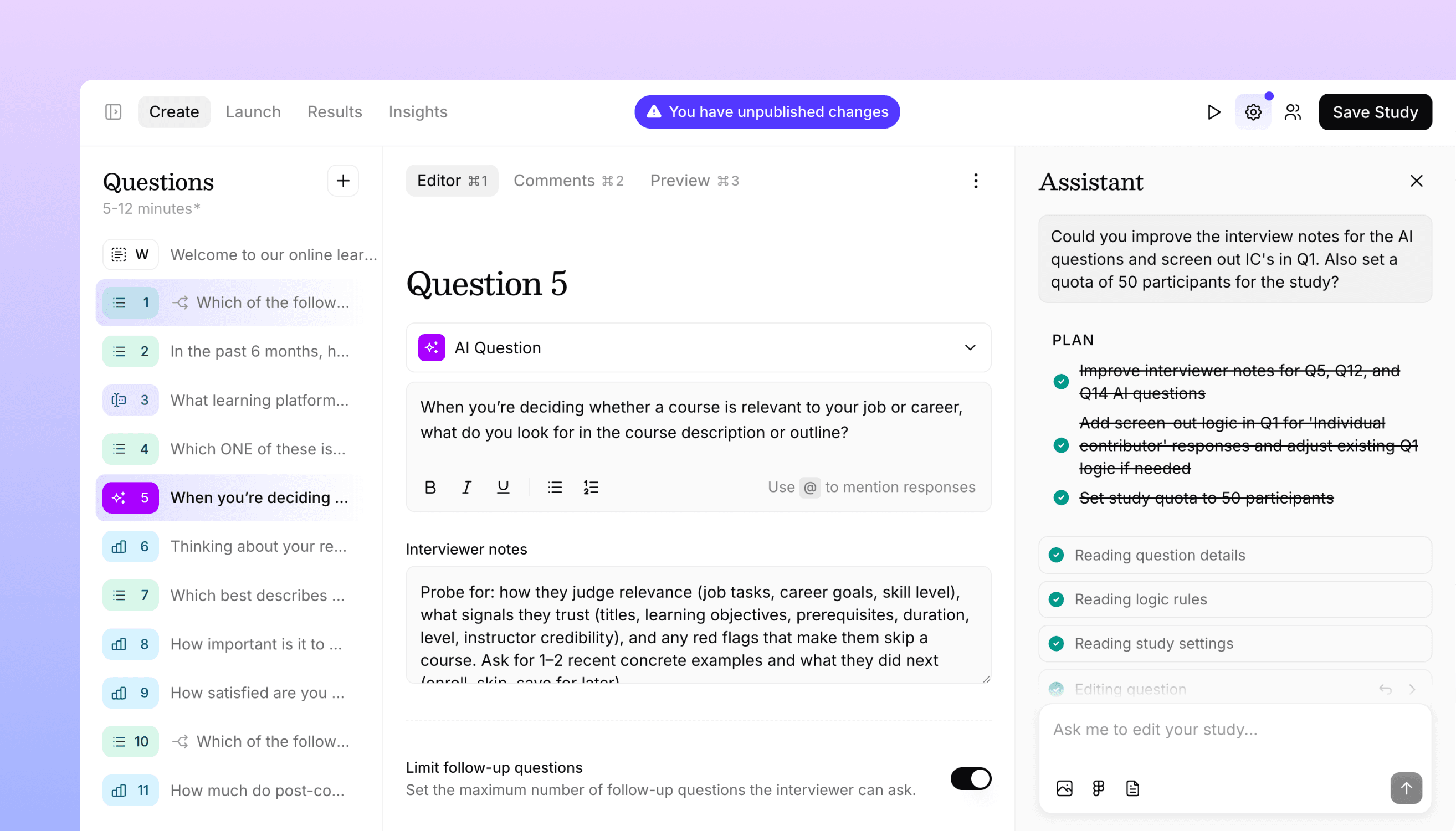 A new way to build studies: meet the Study Assistant