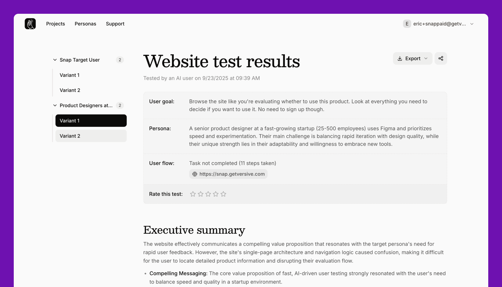 Multi-user website testing